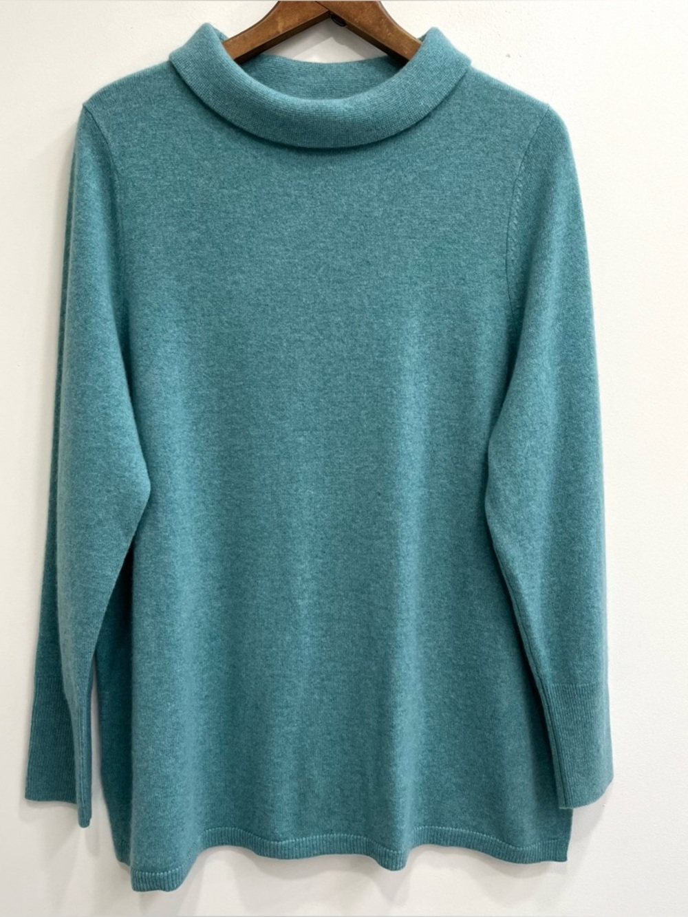 Talbots 100% cashmere teal blue green turtleneck sweater luxury plus size 2X